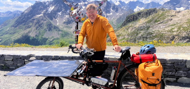 An enthusiast built an electric bike with solar panels and rode it through the Alps.